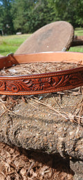 Tooled Leather Belt 40 in adjustable to fit 37-43 in waist