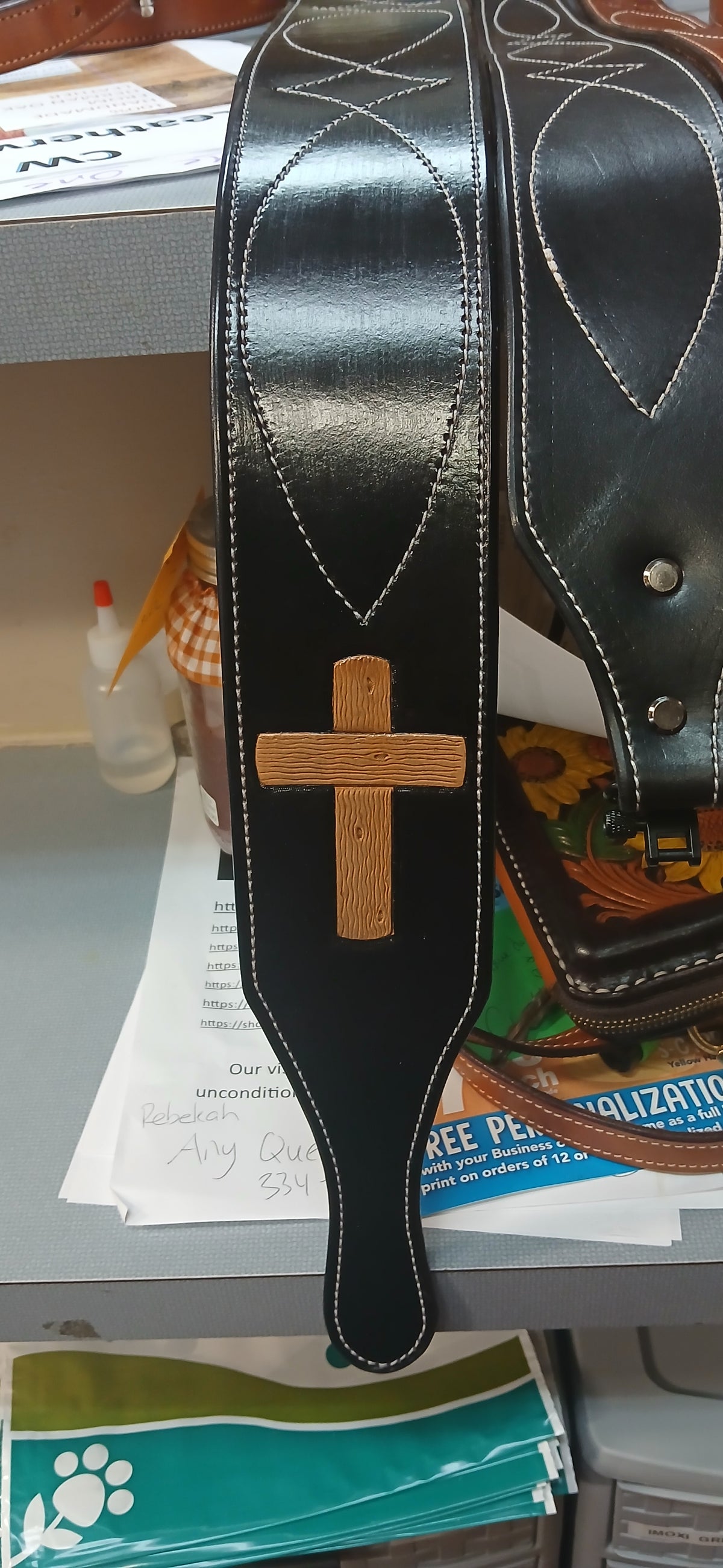 Guitar Strap (black w/cross)