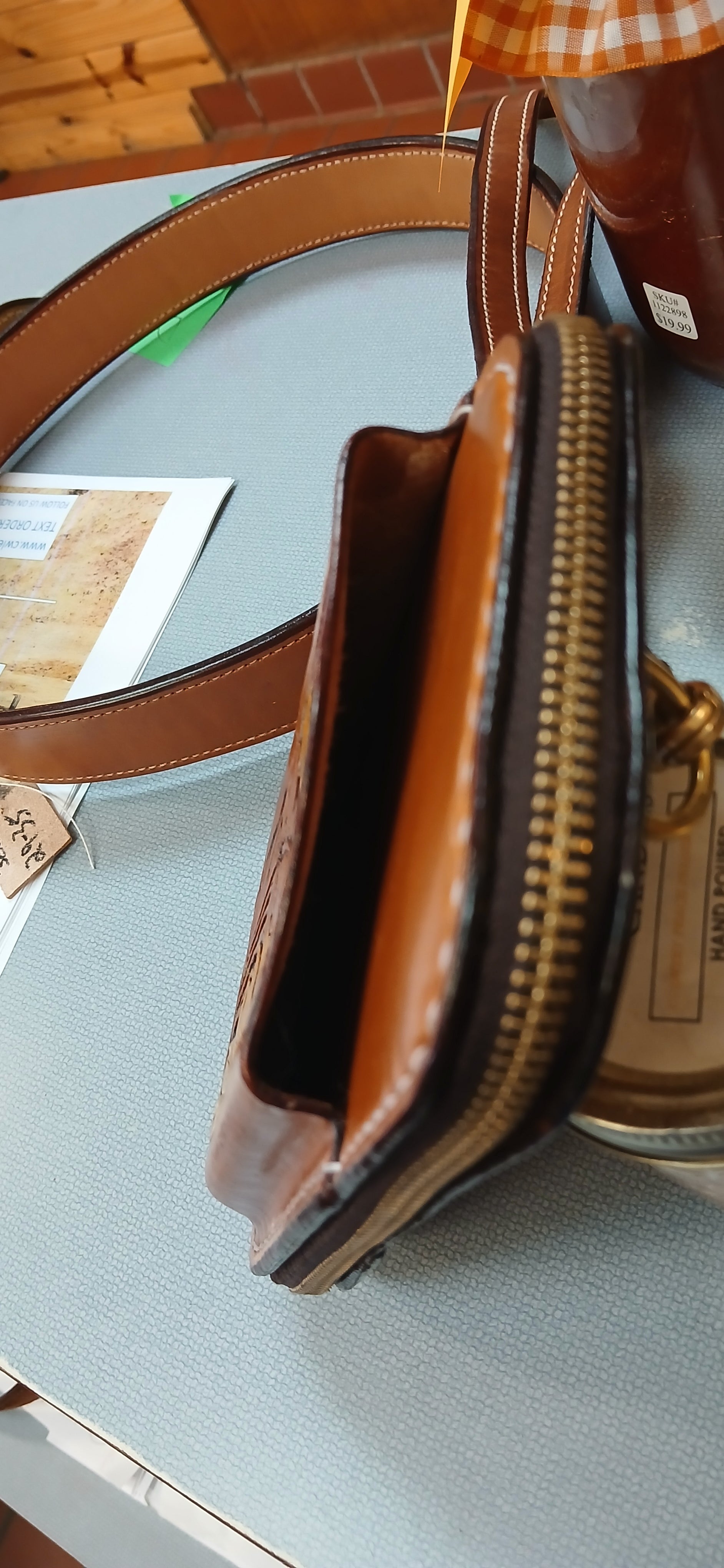 Lanyard cellphone holder with Wallet (tooled front pocket)
